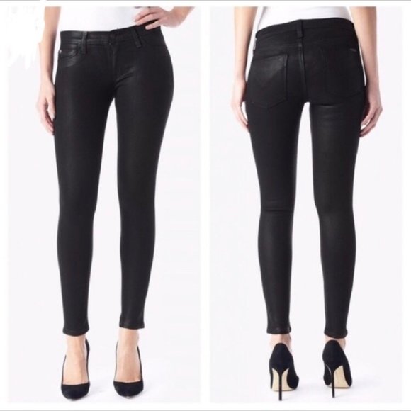 Hudson Jeans Denim - Hudson Black Wax Coated Krista Skinny Jeans